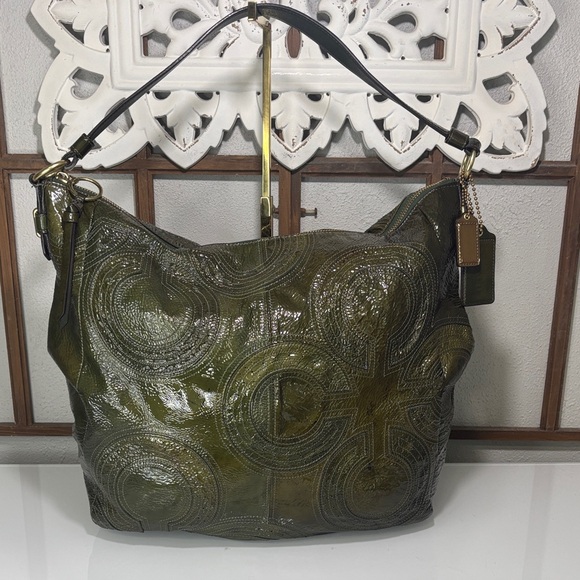 Coach Handbags - Coach Olive Green Patent Leather XL Hobo Bag w/ 2 Hang Tags!